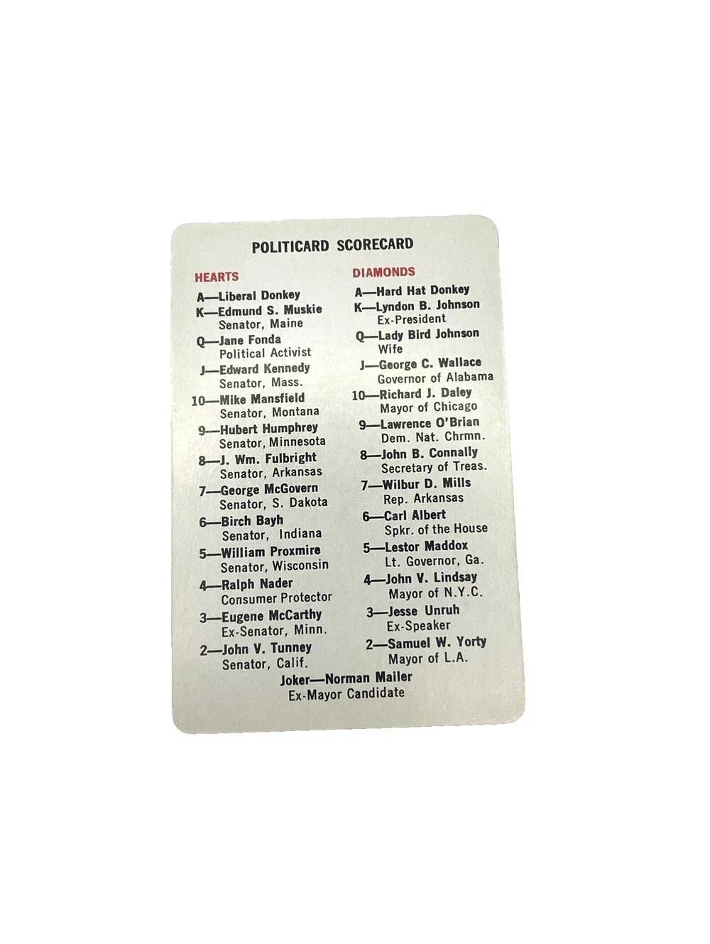 1971 Politicards Playing Cards Complete Nixon Reagan VTG LA Calif. Production
